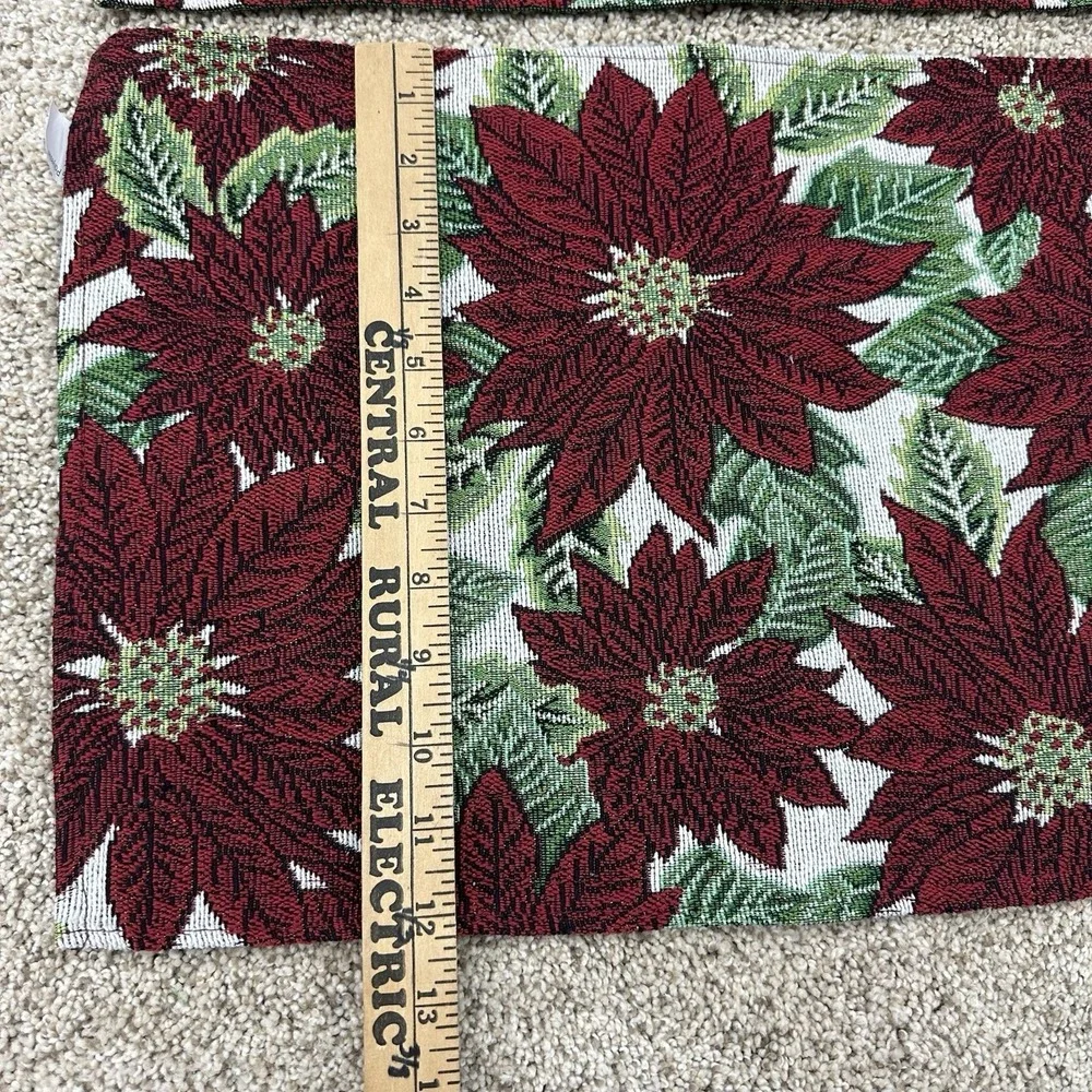 Set / Lot Of 10 Christmas Placemats Tapestry Poinsettias Red Flowers 18.5